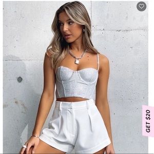 White Fox Boutique Silver Bustier Crop Top